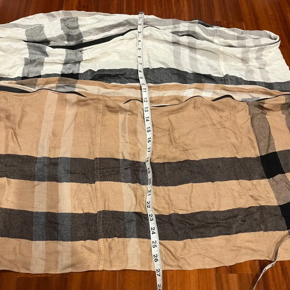 Vince Camuto Plaid Scarf Shawl Infinity Beige Tan White Wrap Accessory Soft 2 Pk
